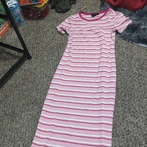 Pink and White Striped Dress